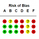 A Risk of Bias table: a grid of red, yellow, and green symbols 