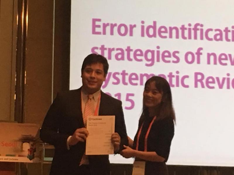 “ I saw incredible presentations from young researchers who could have easily won, too.  I think it’s a good tradition for Cochrane in a way they can highlight some of the valuable research presented”