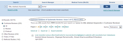 Example: Cochrane Database of Systematic Reviews: Issue 3 of 12, March 2013