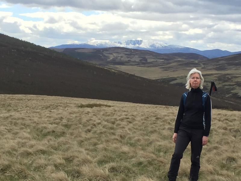 Sheila working on her step count in the Scottish Highlands. 